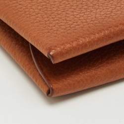 Pre Owned Hermès Fauve Barenia Faubourg Leather Calvi Duo Card Holder