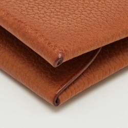 Pre Owned Hermès Fauve Barenia Faubourg Leather Calvi Duo Card Holder