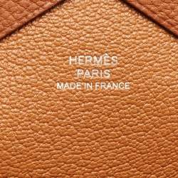 Pre Owned Hermès Fauve Barenia Faubourg Leather Calvi Duo Card Holder