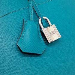 Pre Owned Hermes  Bolide 35 Blue Leather Bag