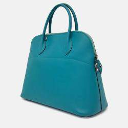 Pre Owned Hermes  Bolide 35 Blue Leather Bag