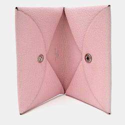 Pre Owned Hermes Pink Leather Calvi Card Wallet