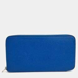 Pre Owned Hermes Blue Leather Silky Long Wallet