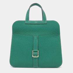 Pre Owned Hermes Green Leather Halzan Bag 31
