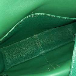Pre Owned Hermes Green Leather Halzan Bag 31