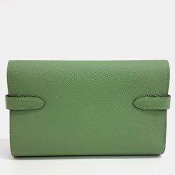 Pre Owned Hermes Green Leather Kelly Medium Wallet