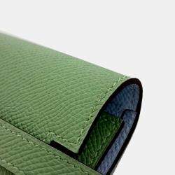 Pre Owned Hermes Green Leather Kelly Medium Wallet