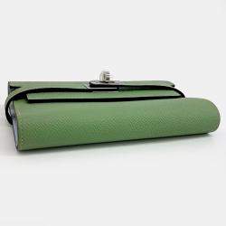 Pre Owned Hermes Green Leather Kelly Medium Wallet