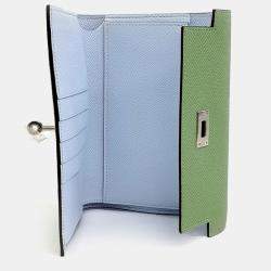 Pre Owned Hermes Green Leather Kelly Medium Wallet