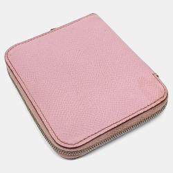 Pre Owned Hermes Pink Leather Silky Half Wallet
