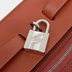 Pre Owned Hermes Brown Fabric NEW ZIP Herbag Small