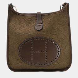 Pre Owned Hermes Evelyne 2 29 Ebene Toile H Chamonix Shoulder Bag PM