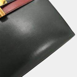 Pre Owned Hermes Black Rouge H Box Calf Kelly 28 Sellier 2way Handbag