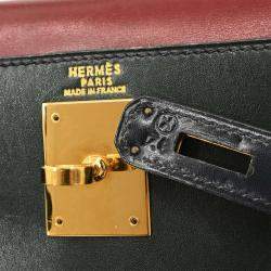 Pre Owned Hermes Black Rouge H Box Calf Kelly 28 Sellier 2way Handbag