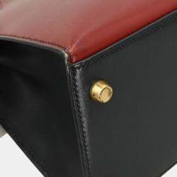 Pre Owned Hermes Black Rouge H Box Calf Kelly 28 Sellier 2way Handbag