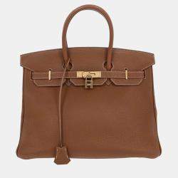 Pre Owned Hermes Gold Togo Birkin 35 Handbag