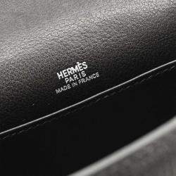 Pre Owned Hermes Black Evergrain Kelly Pochette Handbag