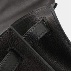 Pre Owned Hermes Black Evergrain Kelly Pochette Handbag