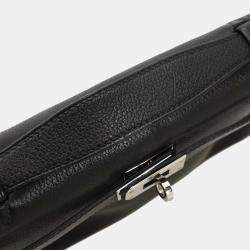 Pre Owned Hermes Black Evergrain Kelly Pochette Handbag