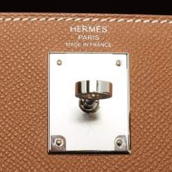 Pre Owned Hermes Gold Epsom Leather Palladium Finish Kelly Sellier 28 Bag