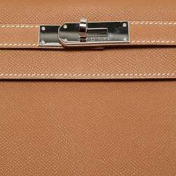 Pre Owned Hermes Gold Epsom Leather Palladium Finish Kelly Sellier 28 Bag