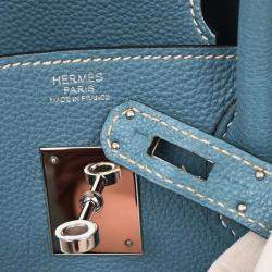 Pre Owned Hermes Blue Jean Togo Birkin 30 Handbag
