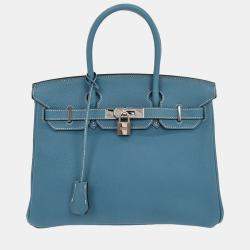 Pre Owned Hermes Blue Jean Togo Birkin 30 Handbag