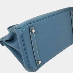 Pre Owned Hermes Blue Jean Togo Birkin 30 Handbag