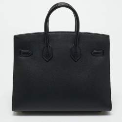 مملوكة مسبقًا Hermes Noir Epsom Leather Gold Finish Birkin Sellier 25 Bag