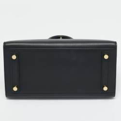 مملوكة مسبقًا Hermes Noir Epsom Leather Gold Finish Birkin Sellier 25 Bag