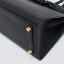 مملوكة مسبقًا Hermes Noir Epsom Leather Gold Finish Birkin Sellier 25 Bag