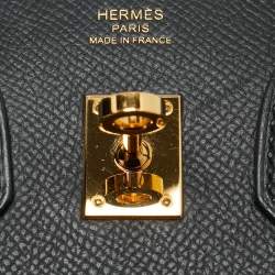 مملوكة مسبقًا Hermes Noir Epsom Leather Gold Finish Birkin Sellier 25 Bag