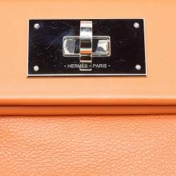 Pre Owned Hermès Orange Evercolor and Swift Leather Silver Finish 24/24 21 Bag 