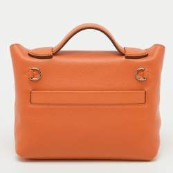 Pre Owned Hermès Orange Evercolor and Swift Leather Silver Finish 24/24 21 Bag 