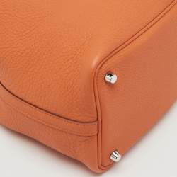 Pre Owned Hermes Orange Togo Leather Picotin Lock 18 Bag