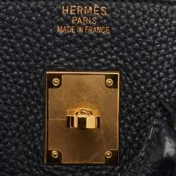 Pre Owned Hermes Black Taurillon Clemence Leather Gold Finish Birkin 35 Bag