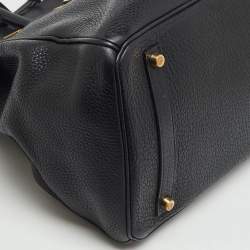 Pre Owned Hermes Black Taurillon Clemence Leather Gold Finish Birkin 35 Bag
