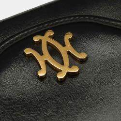 Pre Owned Hermes Black Box Calf Double H Shoulder Bag