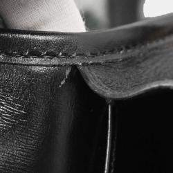 Pre Owned Hermes Black Box Calf Double H Shoulder Bag