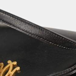 Pre Owned Hermes Black Box Calf Double H Shoulder Bag