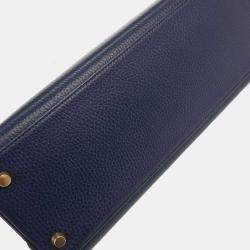 Pre Owned Hermes Kelly 32 Retourne 2way Blue Indigo Ardennes Handbag