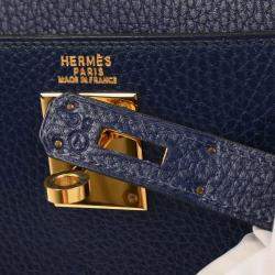Pre Owned Hermes Kelly 32 Retourne 2way Blue Indigo Ardennes Handbag