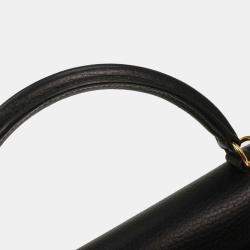 Pre Owned Hermes Black Ardennes Kelly 32 Sellier Handbag