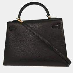 Pre Owned Hermes Black Ardennes Kelly 32 Sellier Handbag