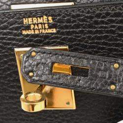 Pre Owned Hermes Black Ardennes Kelly 32 Sellier Handbag