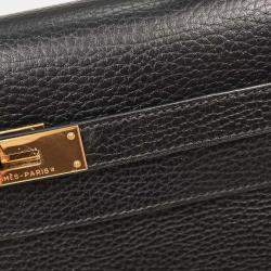 Pre Owned Hermes Black Ardennes Kelly 32 Sellier Handbag