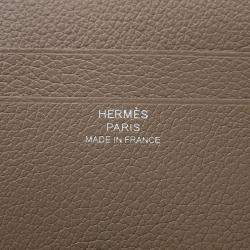 Pre Owned Hermes Hsellier Horizontal Etoupe Evercolor Card Case