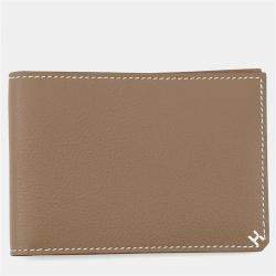 Pre Owned Hermes Hsellier Horizontal Etoupe Evercolor Card Case