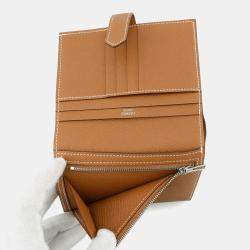 Pre Owned Hermes Bean Compact Gold Epsom Wallet