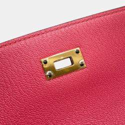 Pre Owned Hermes Kelly Wallet Long Rose Lipstick Chevre Myzore Goatskin